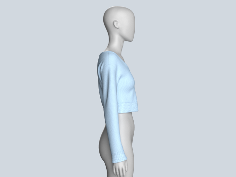 Top curto feminino com gola longa Modelo 3D