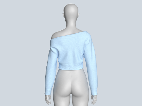 Top curto feminino com gola longa Modelo 3D