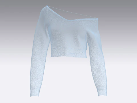 Top curto feminino com gola longa Modelo 3D