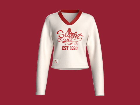 Haut imprim&eacute; &agrave; col en V avec patch pour fille Modèle 3D