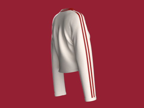 Top feminino estampado com decote em V e patch Modelo 3D