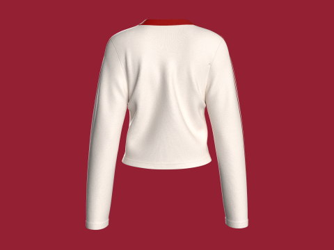 Top feminino estampado com decote em V e patch Modelo 3D