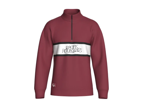 Moletom masculino estampado com meio z&iacute;per e remendo Modelo 3D