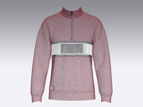 Men Half Zip Printed Sweatshirt With Patch 3D Model