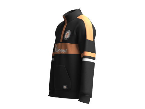 Moletom masculino com meio z&iacute;per e bolso canguru Modelo 3D