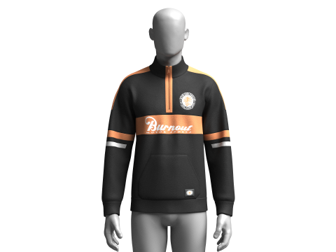 Moletom masculino com meio z&iacute;per e bolso canguru Modelo 3D