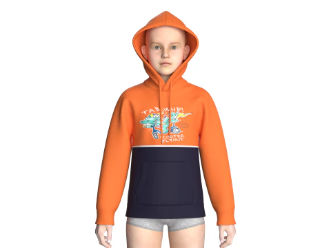 Moletom infantil estampado com bolso Modelo 3D