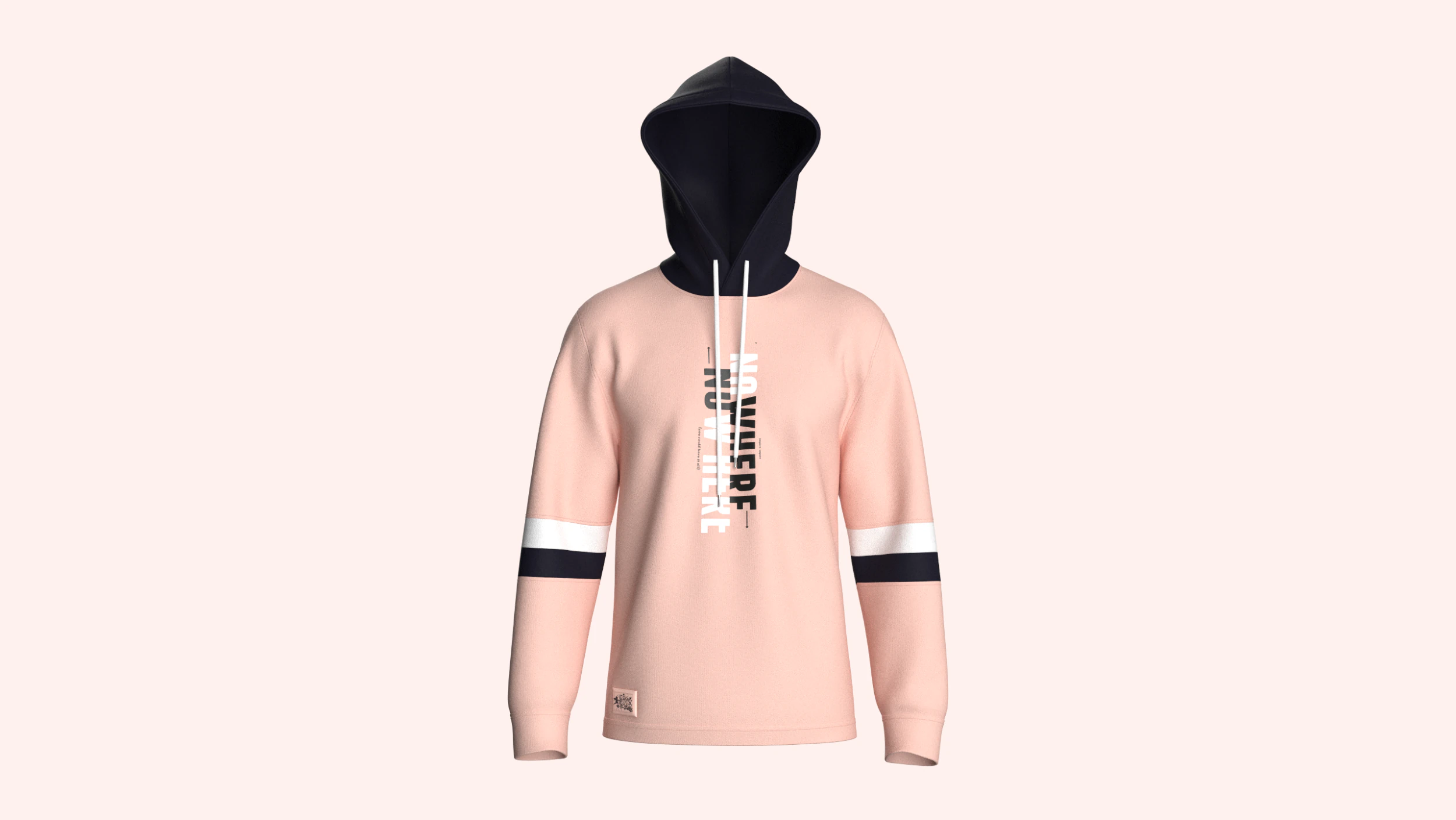 Men Printed Hoodie With Patch - NO WHERE 3D Model .c4d .max .obj .3ds .fbx .stl .blend