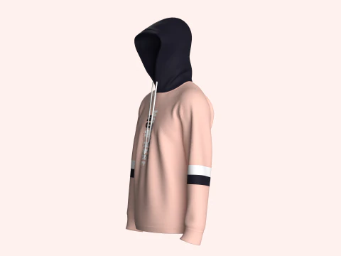 Men Printed Hoodie With Patch - NO WHERE 3D Model