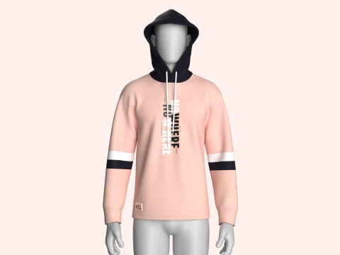 Men Printed Hoodie With Patch - NO WHERE 3D Model