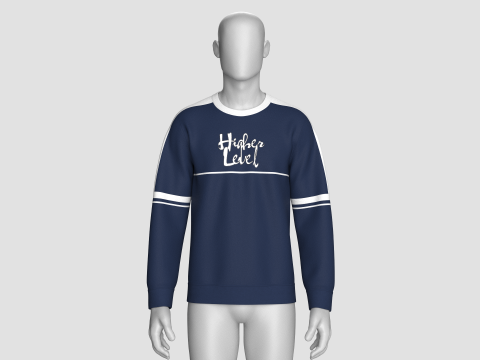 Moletom masculino estampado azul marinho Modelo 3D