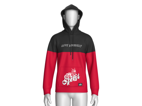 Hoodie de bolso estampado masculino com patch Modelo 3D