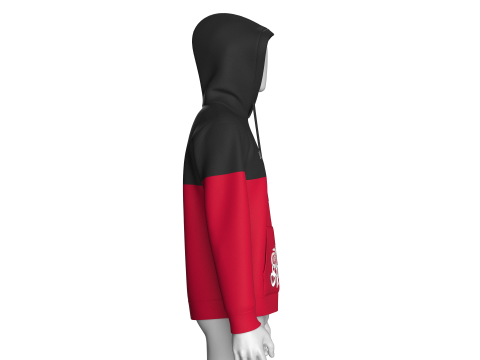 Hoodie de bolso estampado masculino com patch Modelo 3D