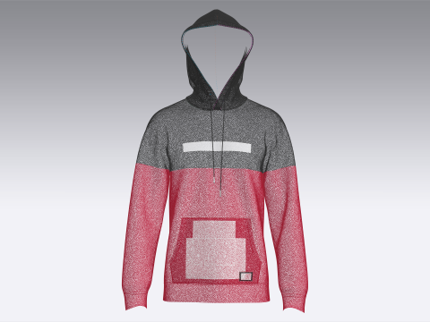 Hoodie de bolso estampado masculino com patch Modelo 3D