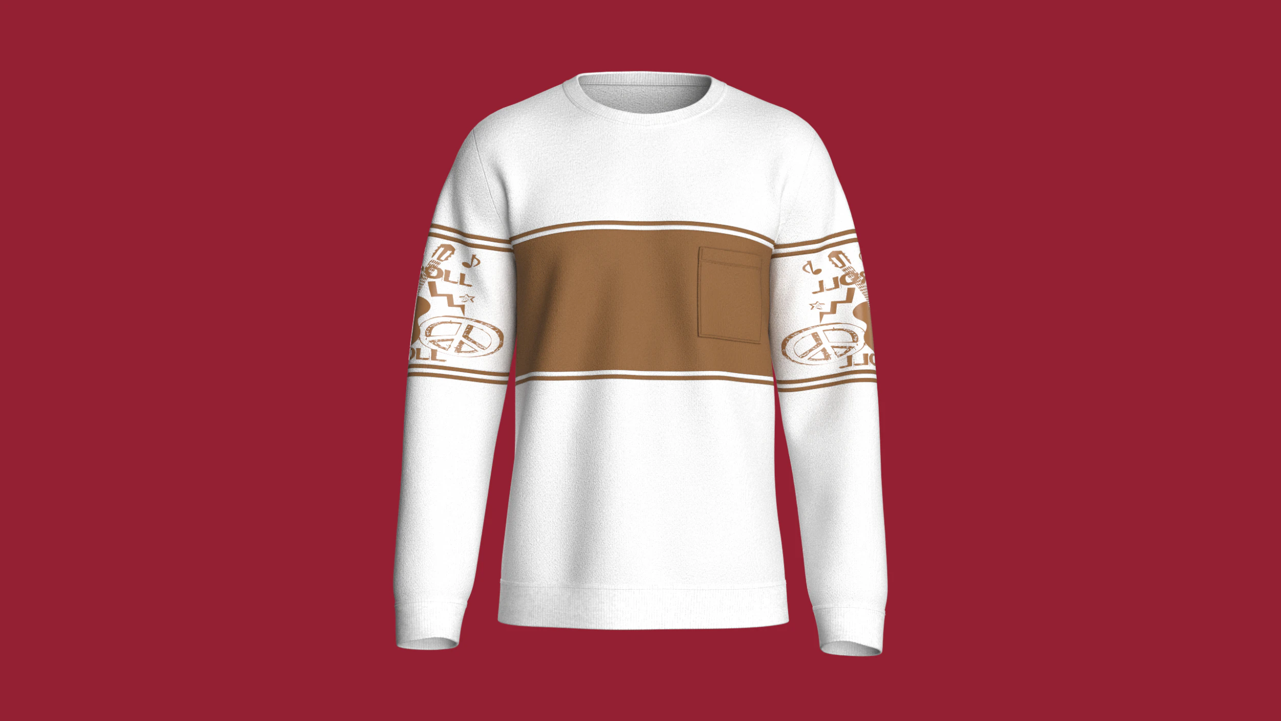 Men Printed Sleeve Sweatshirt with Pocket 3D Model .c4d .max .obj .3ds .fbx .stl .blend 