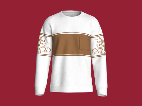 メンズ プリント スリーブ スウェットシャツ ポケット付き 3Dモデル