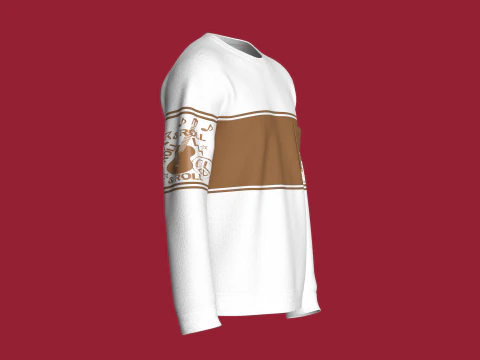 Men Printed Sleeve Sweatshirt with Pocket 3D Model