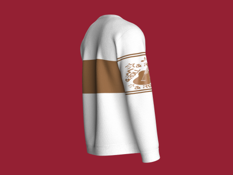 Moletom masculino de manga estampada com bolso Modelo 3D