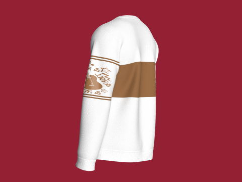 Moletom masculino de manga estampada com bolso Modelo 3D