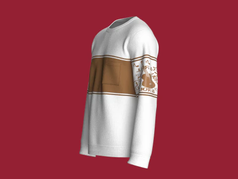 Men Printed Sleeve Sweatshirt with Pocket 3D Model
