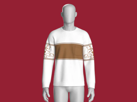 Men Printed Sleeve Sweatshirt with Pocket 3D Model