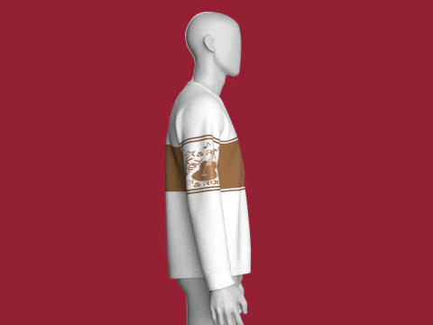 Men Printed Sleeve Sweatshirt with Pocket 3D Model