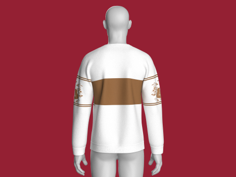 Moletom masculino de manga estampada com bolso Modelo 3D