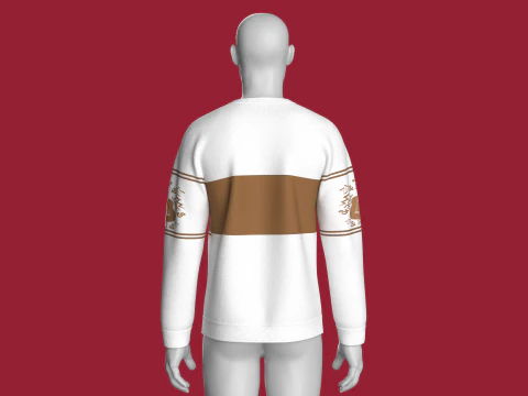 Men Printed Sleeve Sweatshirt with Pocket 3D Model