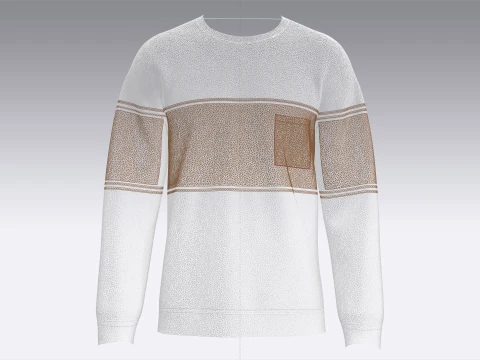Men Printed Sleeve Sweatshirt with Pocket 3D Model