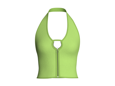 Top corto con cerniera per ragazze Modello 3D