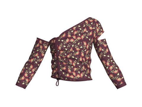 Top feminino estampado fofo cruzado V5 Modelo 3D