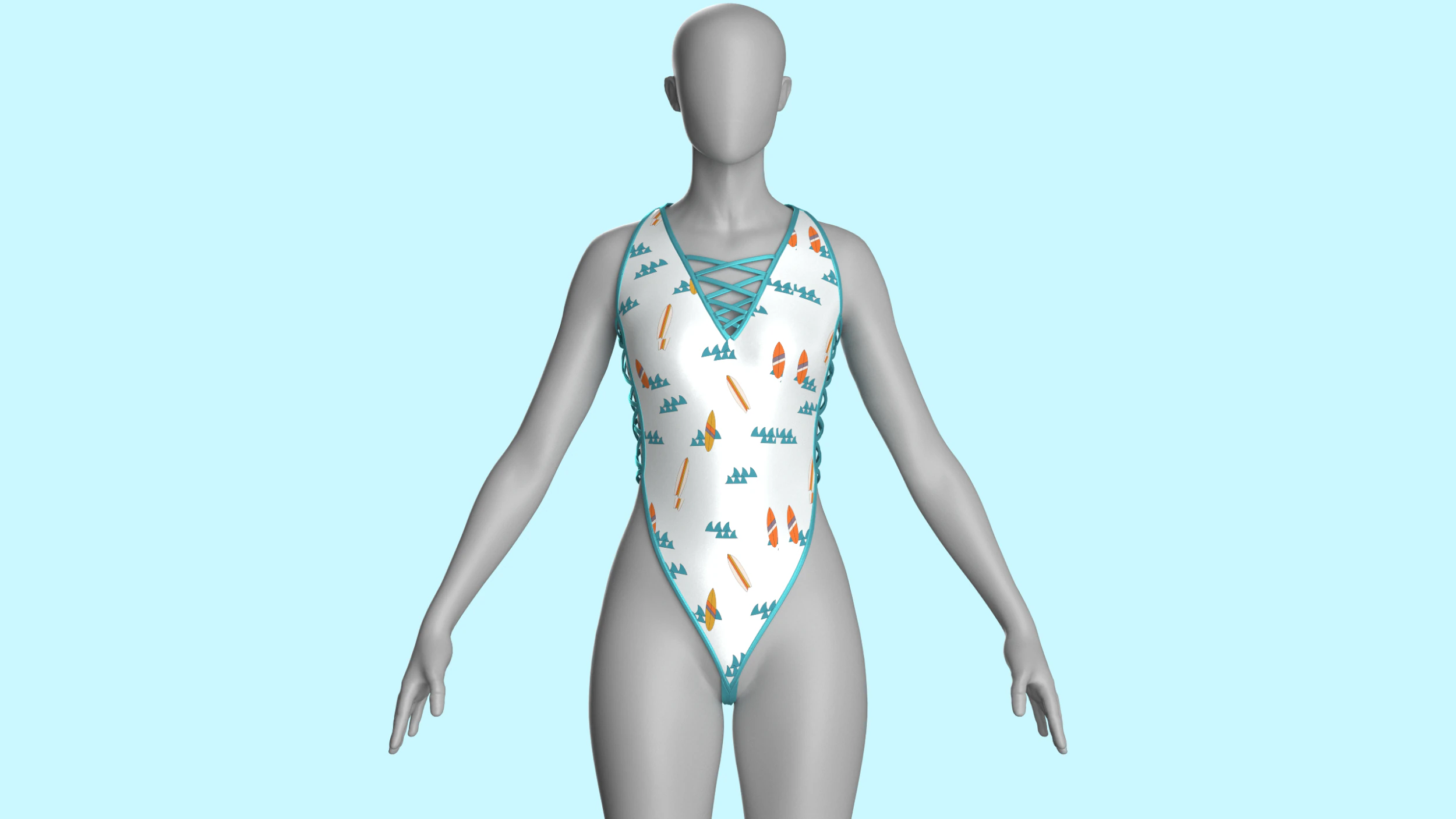 Girls Bikini-Summer Print V6 3D Model .c4d .max .obj .3ds .fbx .stl .blend 