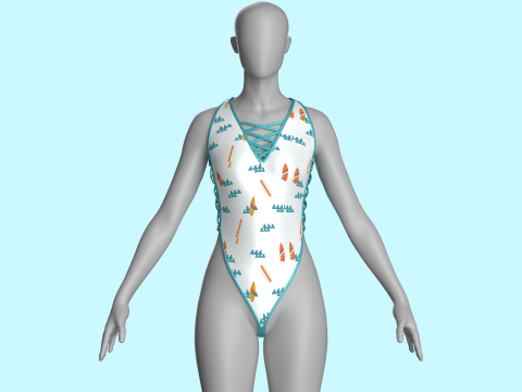 Dziewczęce bikini-letni nadruk V6 Model 3D