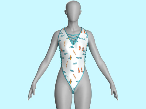 Meisjes bikini-zomerprint V6 3D Model