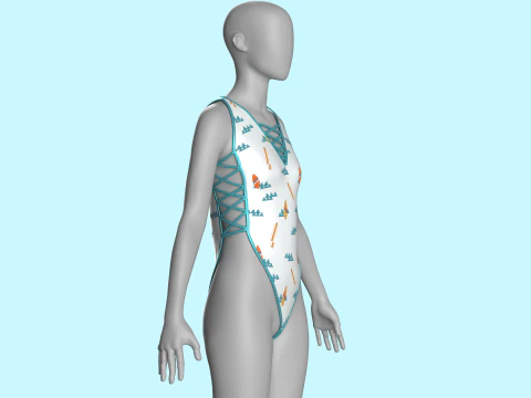 Girls Bikini-Summer Print V6 3D Model