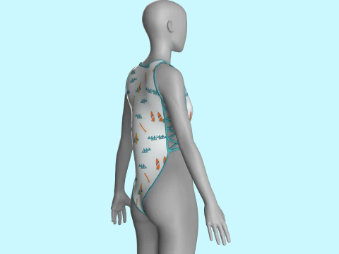 Girls Bikini-Summer Print V6 3D Model