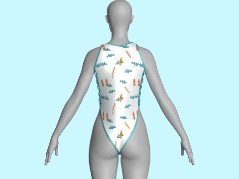 Girls Bikini-Summer Print V6 3D Model