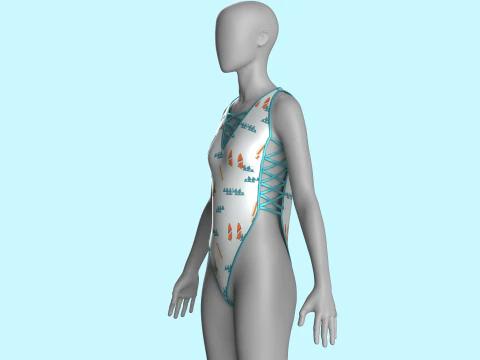 Girls Bikini-Summer Print V6 3D Model