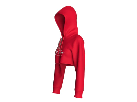 Girls Printed Cropped Hoodie 3D Model
