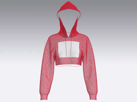 Girls Printed Cropped Hoodie 3D Model