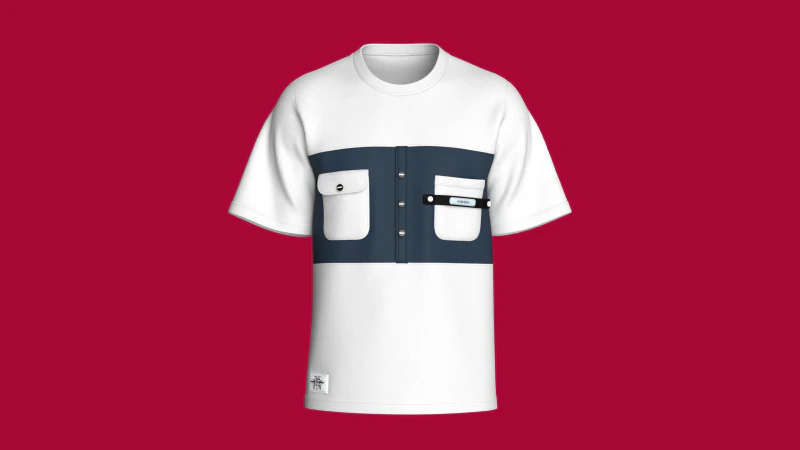 Camiseta masculina de bolso duplo com remendo Modelo 3D .c4d .max .obj .3ds .fbx .stl .blend