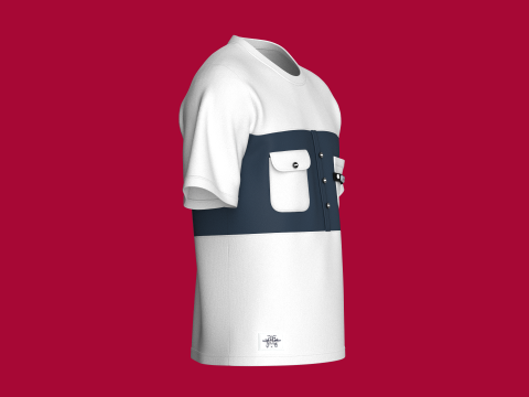 Men Double Pocket T-shirt With Patch 3D Model