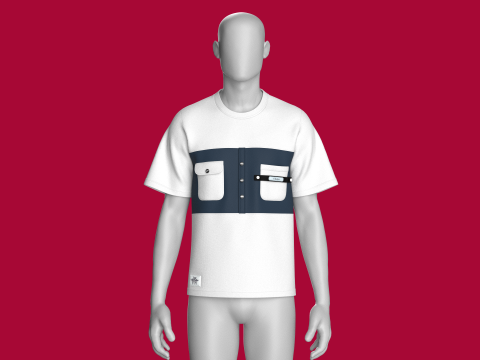 Men Double Pocket T-shirt With Patch 3D Model