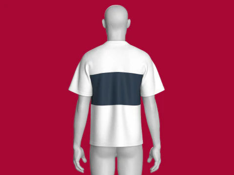 Camiseta masculina de bolso duplo com remendo Modelo 3D