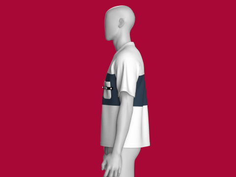 Men Double Pocket T-shirt With Patch 3D Model