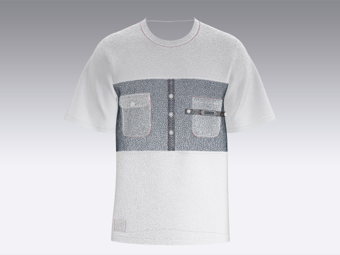 Men Double Pocket T-shirt With Patch 3D Model