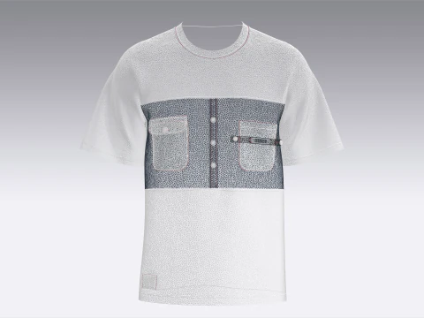 Camiseta masculina de bolso duplo com remendo Modelo 3D