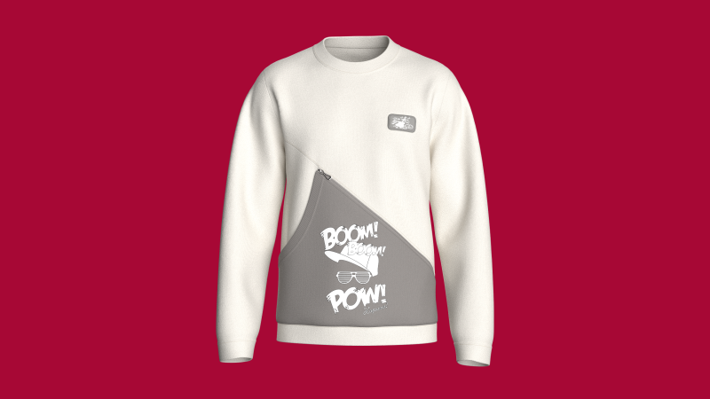Men Printed Pocket Sweatshirt With Patch - BOOM 3D Model .c4d .max .obj .3ds .fbx .stl .blend 