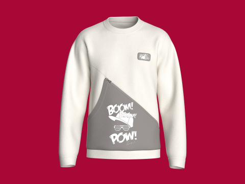 Heren sweatshirt met bedrukte zak en patch - BOOM 3D Model