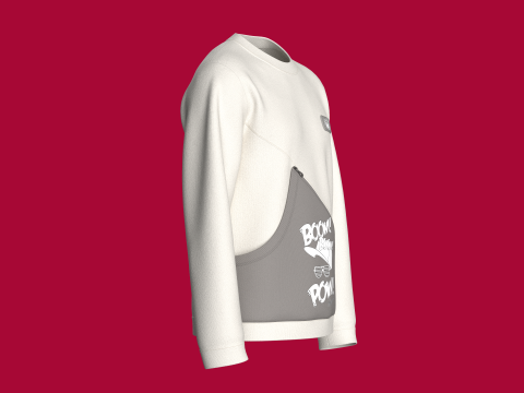 Men Printed Pocket Sweatshirt With Patch - BOOM 3D Model